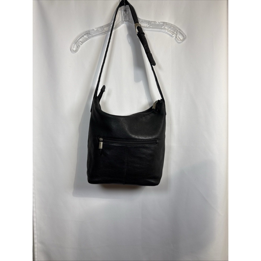 Stone Mountain Leather Crossbody Bag Black Gold Hardware Shoulder Purse